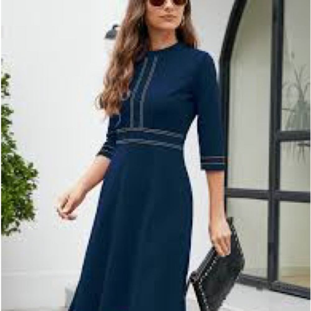 Elegant Navy Blue Women's Dress HomeYee size 6 - Picture 3 of 10